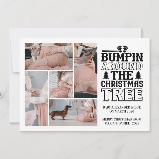 5 Photo Christmas Tree Pregnancy Announcement (Front)