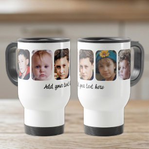 5 photo collage add text white travel mug