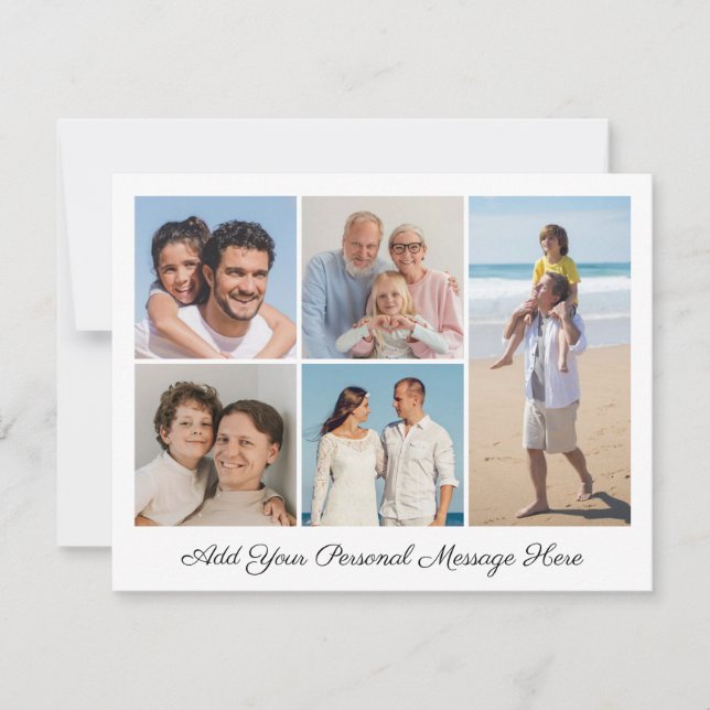 5 Photo Collage Add Your Own Greeting Card (Front)