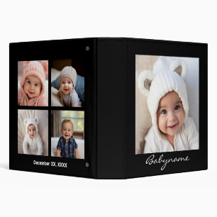 5 Photo Collage - Baby - Black White Binder