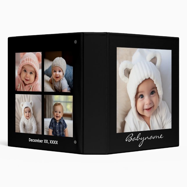 5 Photo Collage - Baby - Black White Binder (Background)