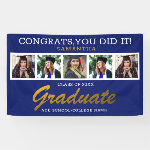 5 Photo Collage Congrats Grad 2023 Graduation Blue Banner