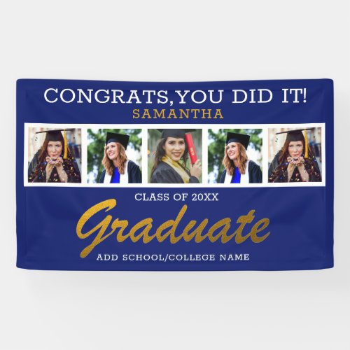 5 Photo Collage Congrats Grad 2023 Graduation Blue Banner