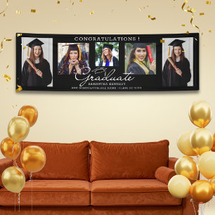 5 Photo Collage Congrats Graduate 2026 Black Banner