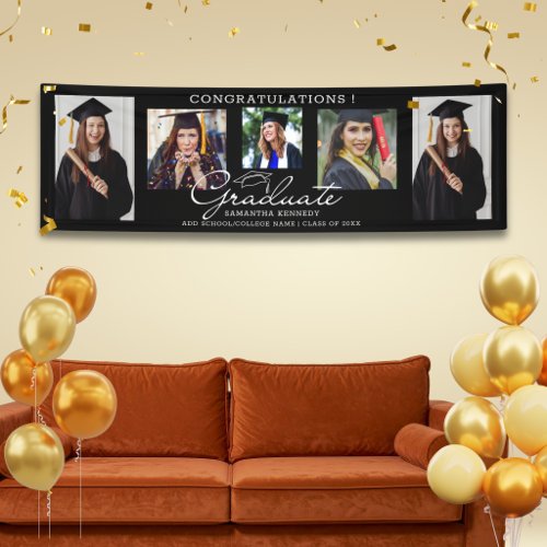 5 Photo Collage Congrats Graduate 2026 Black Banner