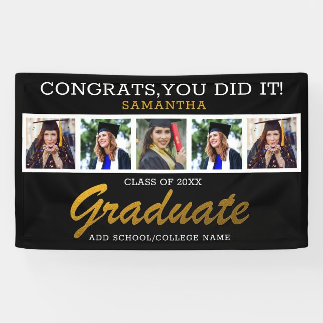5 Photo Collage Congrats Graduate 2026 Graduation Banner (Horizontal)