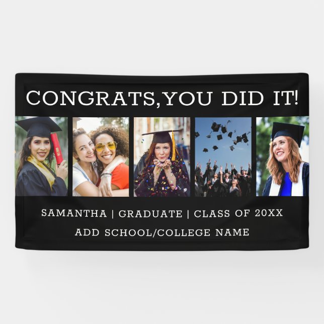 5 Photo Collage Congrats Graduate 2026 Graduation Banner (Horizontal)