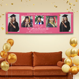 5 Photo Collage Congrats Graduate 2026 Pink Banner