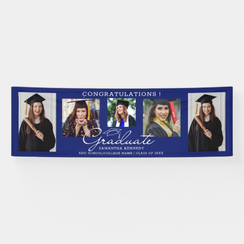 5 Photo Collage Congratulations Graduate 2024 Blue Banner