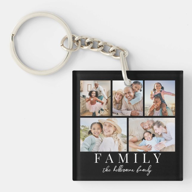 5 Photo Collage Double Sided Keychain (Front)
