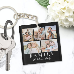 5 Photo Collage Double Sided Keychain