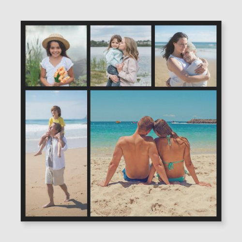 5 Photo Collage Editable Color Magnetic Card
