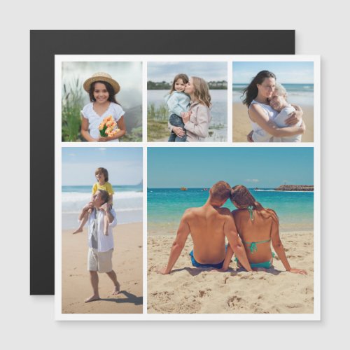 5 Photo Collage Editable Color Magnetic Card