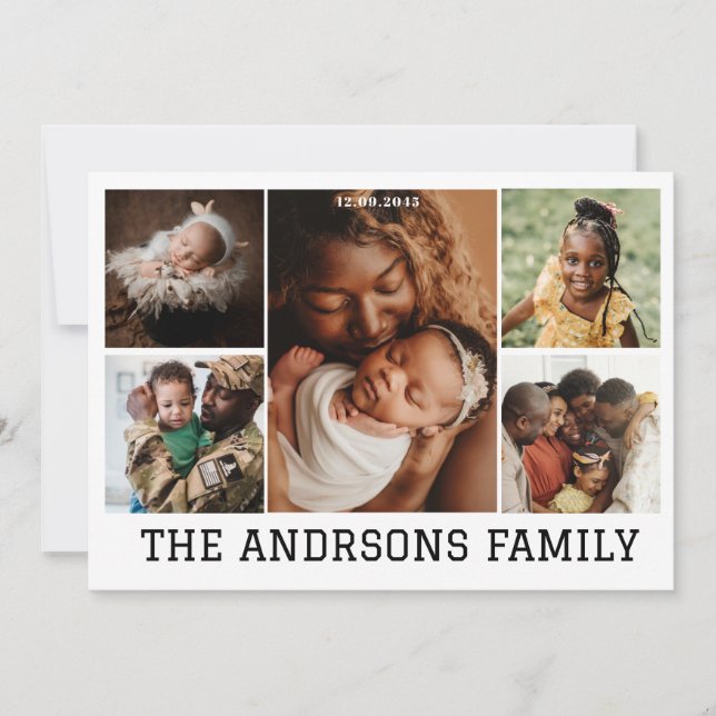 5-Photo Collage Family Holiday Card Invitation – C (Front)