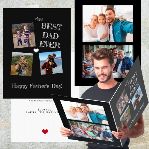 5 photo collage Fathers Day best dad ever custom Card
