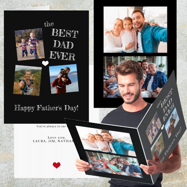 5 photo collage Father's Day best dad ever custom Card (Creator Uploaded)