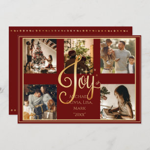 5 photo Collage gold Joy Christmas Xmas Holiday