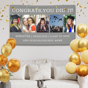 5 Photo Collage Graduation 2026 Congrats Grad Gray Banner