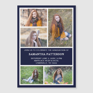 5 Photo Collage Graduation Invite Magnetic Card