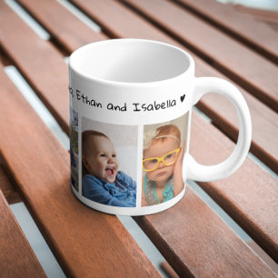 5 Photo Collage Grandkids Names Love You Grandpa Coffee Mug