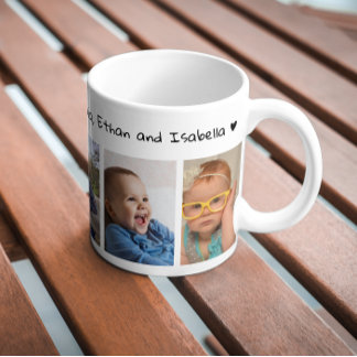  5 Photo Collage Grandkids Names  Love You Grandpa Coffee Mug