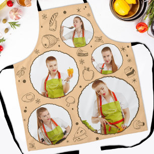 5 photo Collage Grid for kitchen Chef Peach Apron