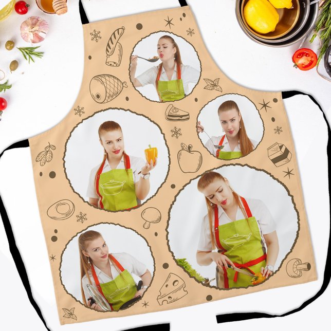 5 photo Collage Grid for kitchen Chef Peach Apron (Creator Uploaded)