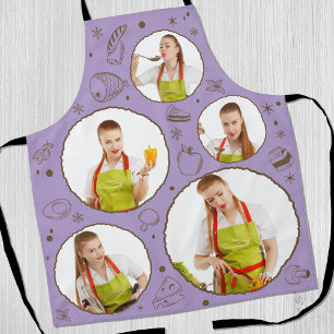 5 photo Collage Grid for kitchen Chef Purple Apron