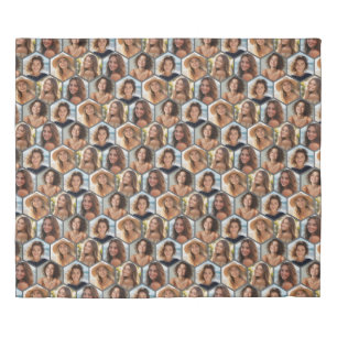 5 Photo Collage Honeycomb Pattern BE Patient  Duvet Cover