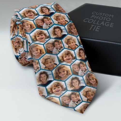 5 Photo Collage Honeycomb Pattern BE Patient Neck Tie