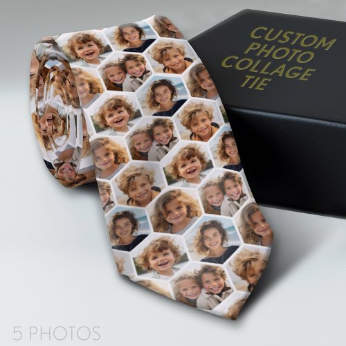 5 Photo Collage Honeycomb Pattern BE Patient Neck Tie