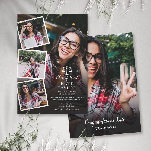 5 Photo Collage Law School Graduation Party Invitation