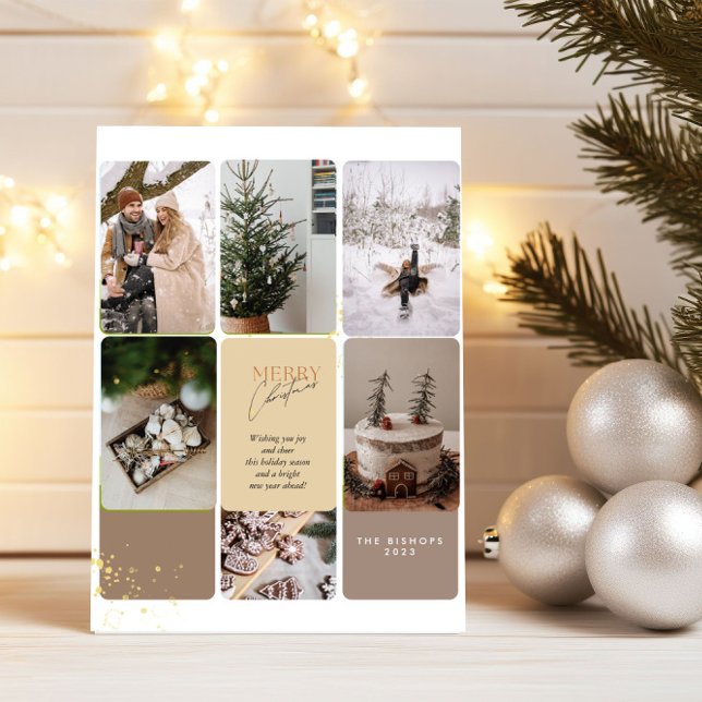 5 Photo Collage Merry Christmas Greeting  Holiday Card (Creator Uploaded)