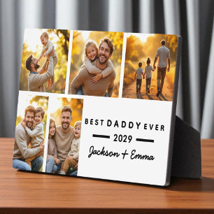 5 Photo Collage Modern Best Dad Ever Father's Day Plaque
