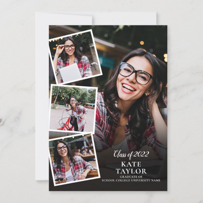 5 Photo Collage Modern Graduation Announcement | Zazzle.com