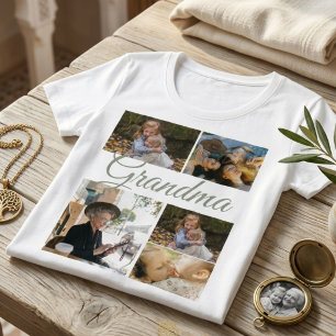 5-Photo Collage Modern Layout Custom Tee for Famil