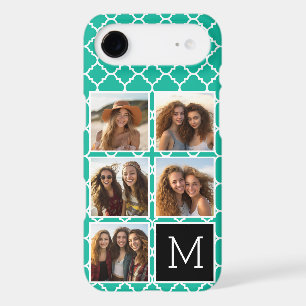 5 Photo Collage Monogram - Emerald Green and Black iPhone 17 Air Case