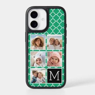 5 Photo Collage Monogram - Emerald Green and Black iPhone 17 Case