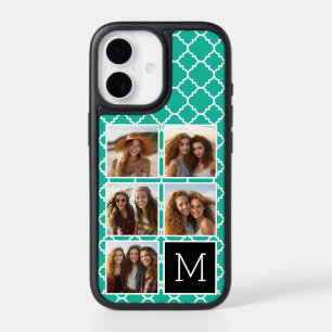 5 Photo Collage Monogram - Emerald Green and Black iPhone 17 Case