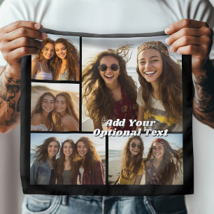 5 Photo Collage Optional Text -- CAN Edit Black Bandana