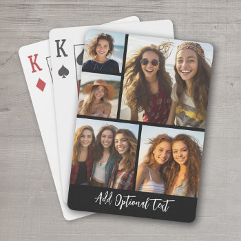 5 Photo Collage Optional Text -- Can Edit Color Playing Cards by MarshEnterprises at Zazzle