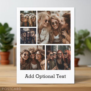 5 Photo Collage Optional Text -- CAN Edit Color Postcard
