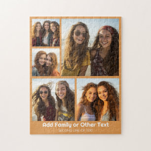 5 Photo Collage Optional Text - Minimal Modern Jigsaw Puzzle
