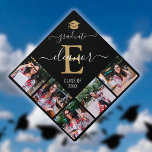 5 Photo Collage Personalized Gold Monogram Graduation Cap Topper<br><div class="desc">Personalize this modern photo collage design with your 5 favorite photos,  the grads name,  monogram and class of date. Designed by Thisisnotme©</div>