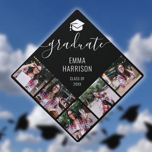 5 Photo Collage Personalized Graduate Name Graduation Cap Topper