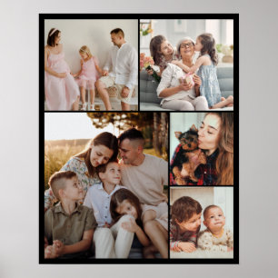 5 Photo Collage Personalized Picture Grid Mosaic Poster