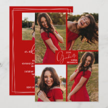 5 Photo Collage Scarlet Red Graduation Party