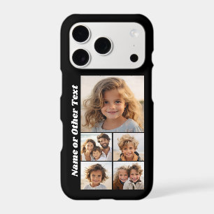 5 Photo Collage - simple black with white text Iphone 18 Pro Case
