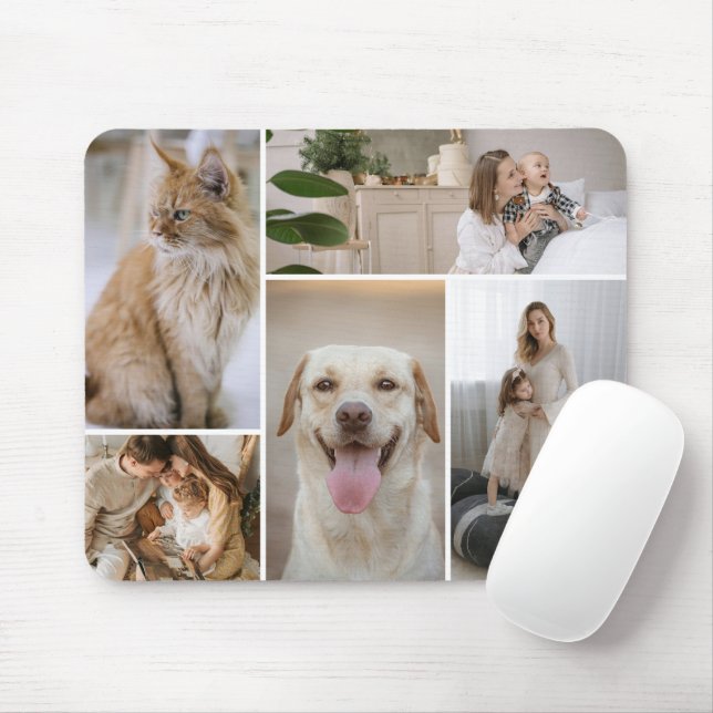 5 Photo Collage Template Personalized Mouse Pad (With Mouse)