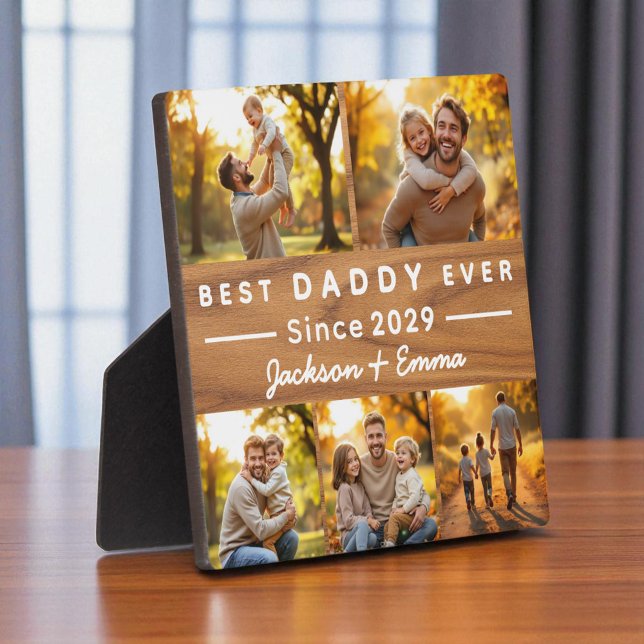 5 Photo Collage Wood Father's Day Best Daddy Ever  Plaque (Creator Uploaded)